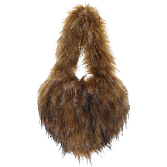 Chic Heart-Shaped Faux Fur Tote Bag - Soft Plush Winter Handbag for Women main image 7